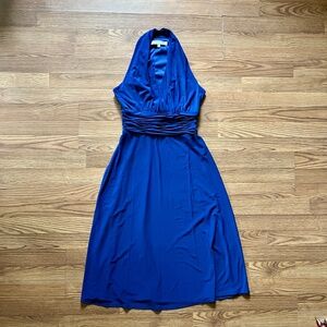 Evan Picone Women’s Royal Blue Halter Jersey Dress Cocktail Wedding Colorful